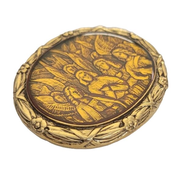 The Vatican Library Collection Religious Angels Oval Pin Brooch, Signed M937 - Picture 4 of 9